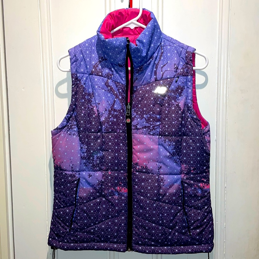 New Balance Reversible Quilted Puffer Vest Ladies S EUC